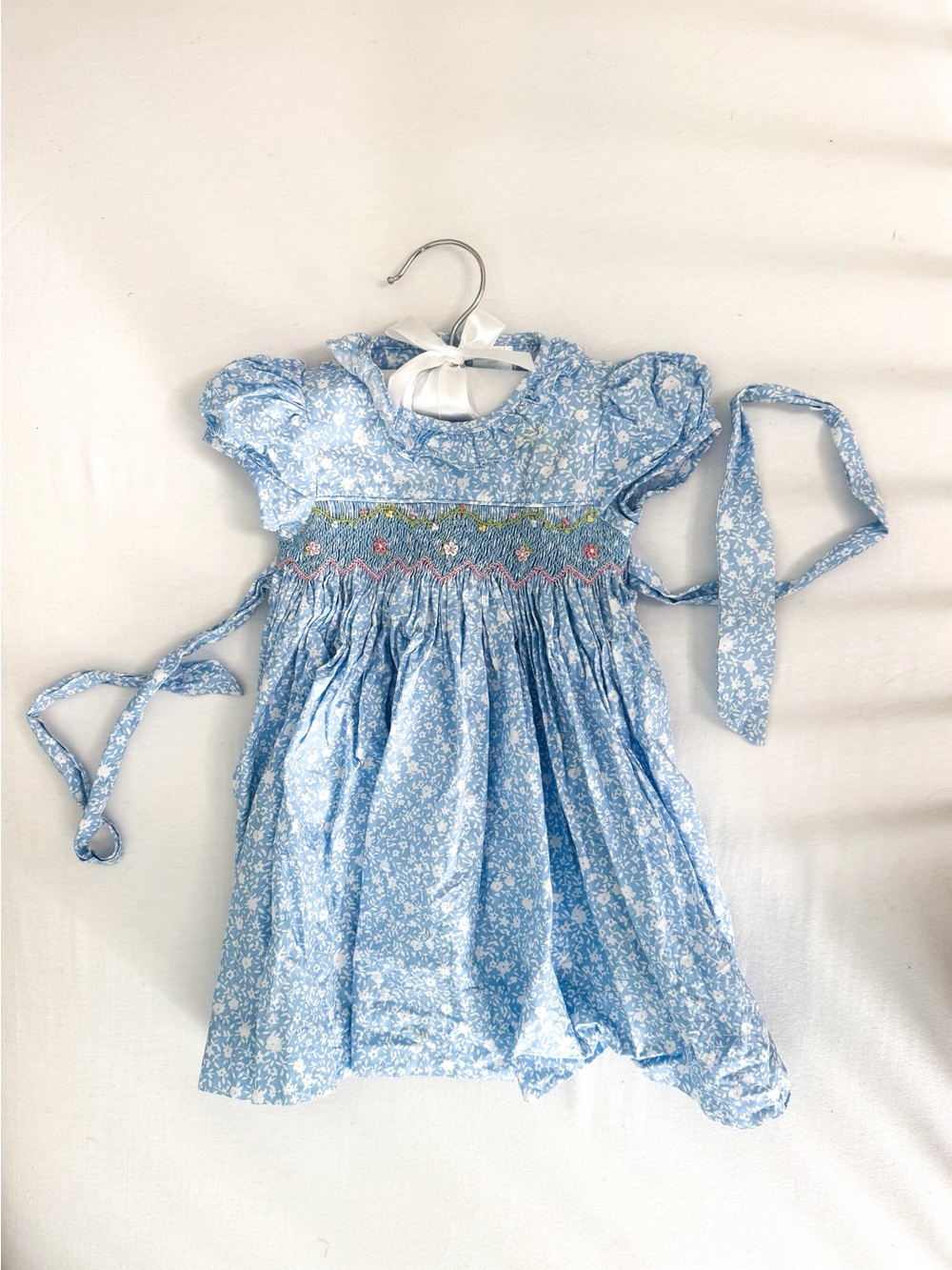 Edgehill Collection Light Blue Floral Smocked Dress for Girls